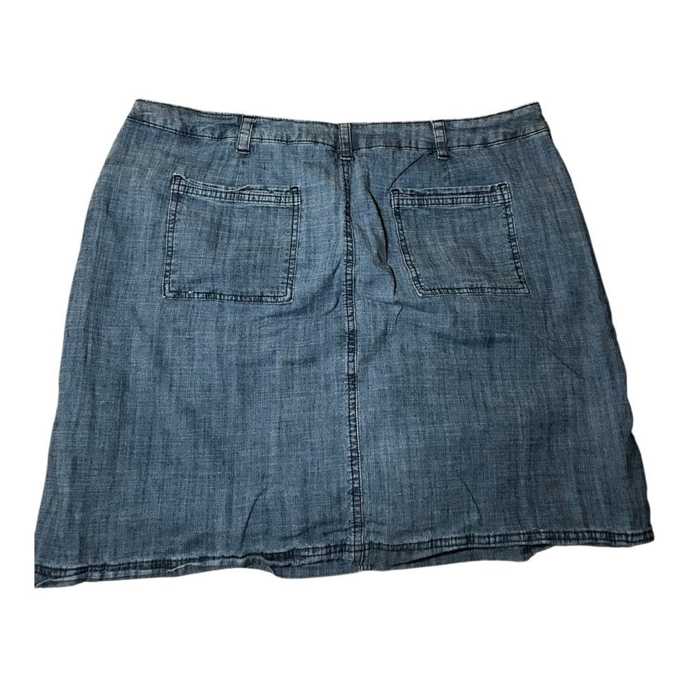 Karen Scott Blue Floral Embroidered Mini Skirt Size 16 - Picture 2 of 4